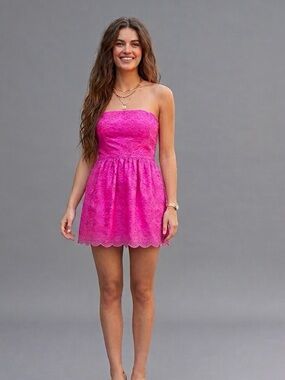 Lilly Pulitzer Saavy Organza Floral Strapless Mini Dress-Size 0-like new